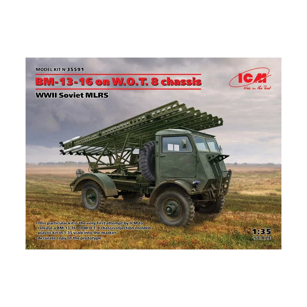 BM-13-16 on W.O.T. 8 chassis, WWII Soviet MLRS, 1/35 - ICM 35591 BM-13-16 on W.O.T. 8 chassis, WWII Soviet MLRS, 1/35 - ICM 35591