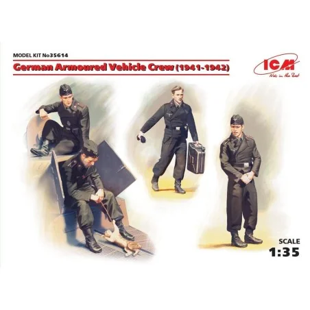 German Armoured Vehicle Crew 1941-1942 4 figures and cat, 1/35 - IC...