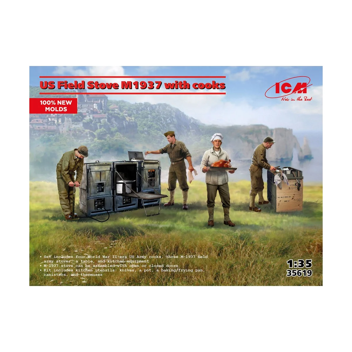 US Field Stove M1937 with cooks (100% new molds), 1/35 - ICM 35619 US Field Stove M1937 with cooks (100% new molds), 1/35 - ICM 35619