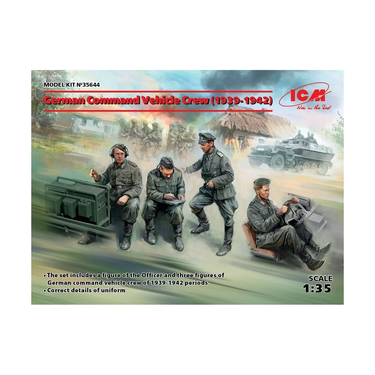 German Command Vehicle Crew (1939-1942) (4 figures), 1/35 - ICM 35644