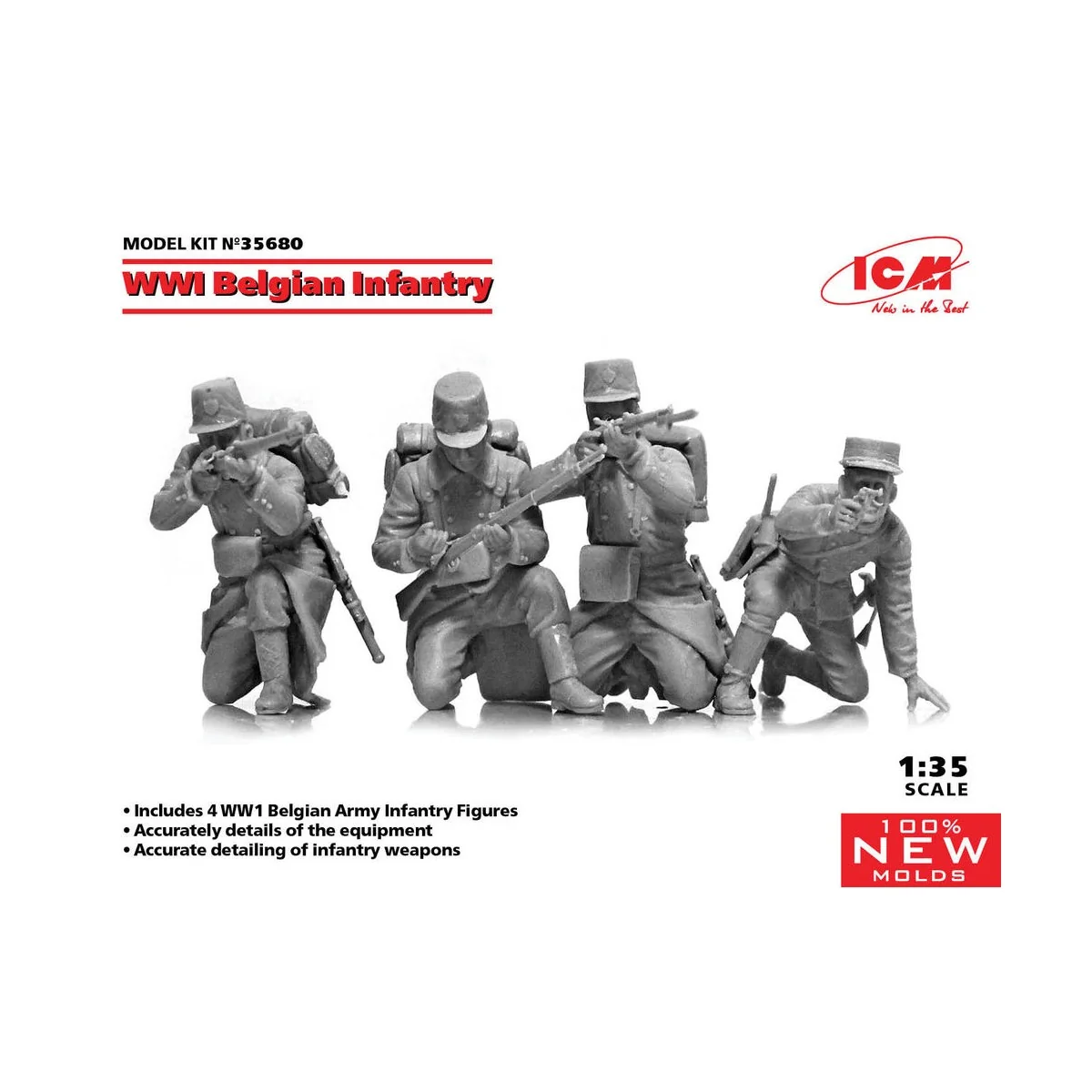 WWI Belgian Infantry (100% new molds), 1/35 - ICM 35680