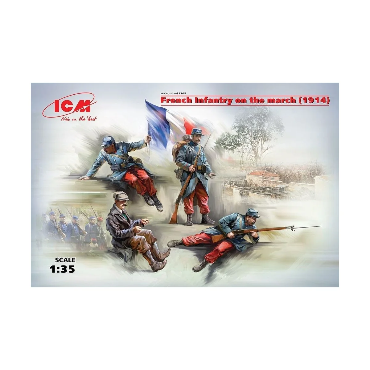 French Infantry on the march(1914)4Figur, 1/35 - ICM 35705 French Infantry on the march(1914)4Figur, 1/35 - ICM 35705