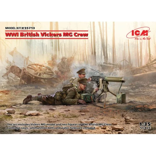 WWI British Vickers MG Crew(Vickers MG & 2figures), 1/35 - ICM 35713