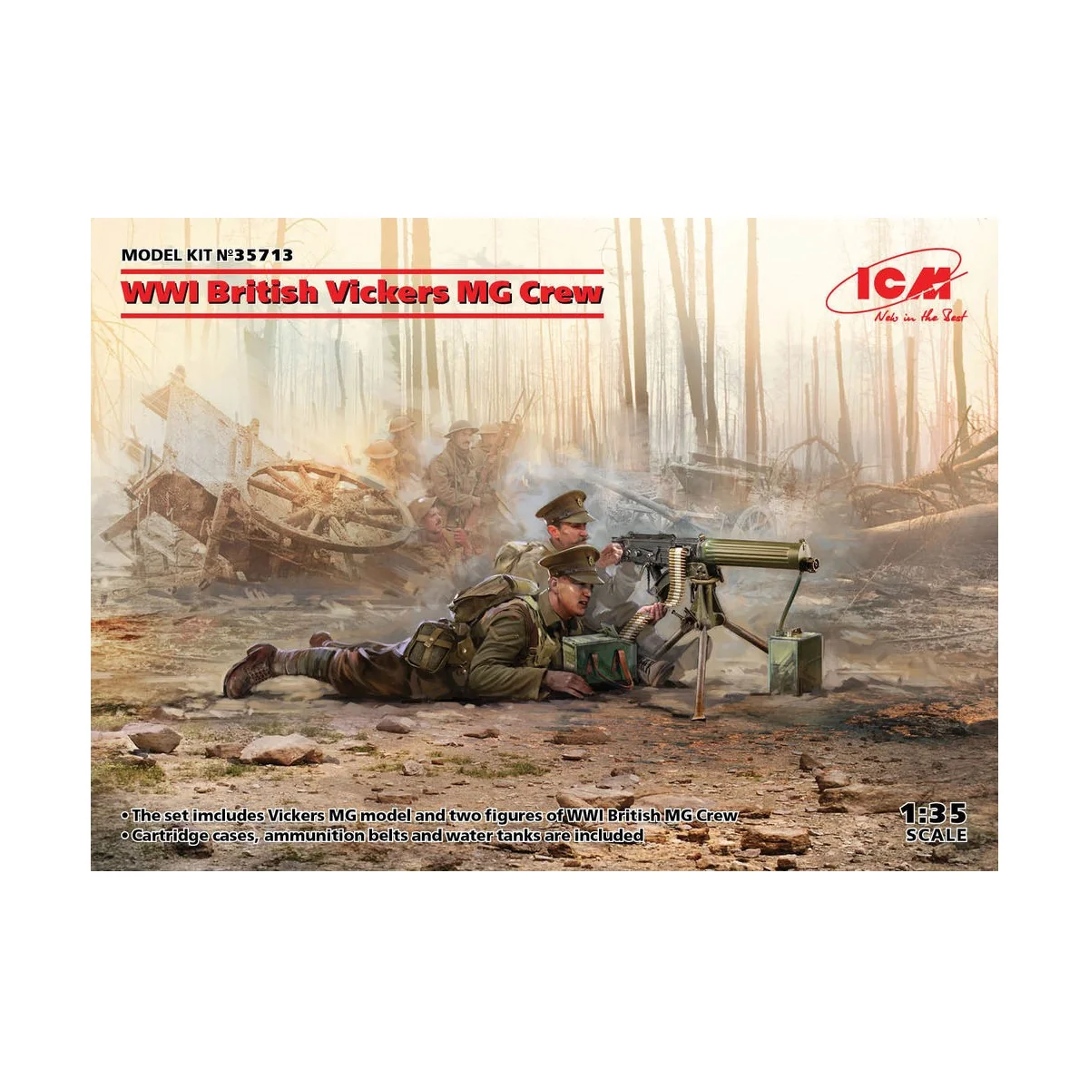 WWI British Vickers MG Crew(Vickers MG & 2figures) - ICM 35713