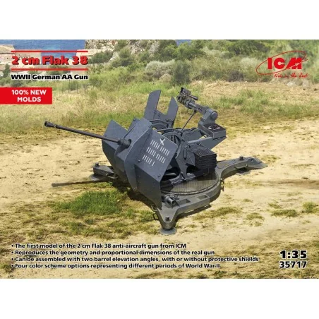 Flak 38, WWII German AA Gun (100% new molds), 1/35 - ICM 35717