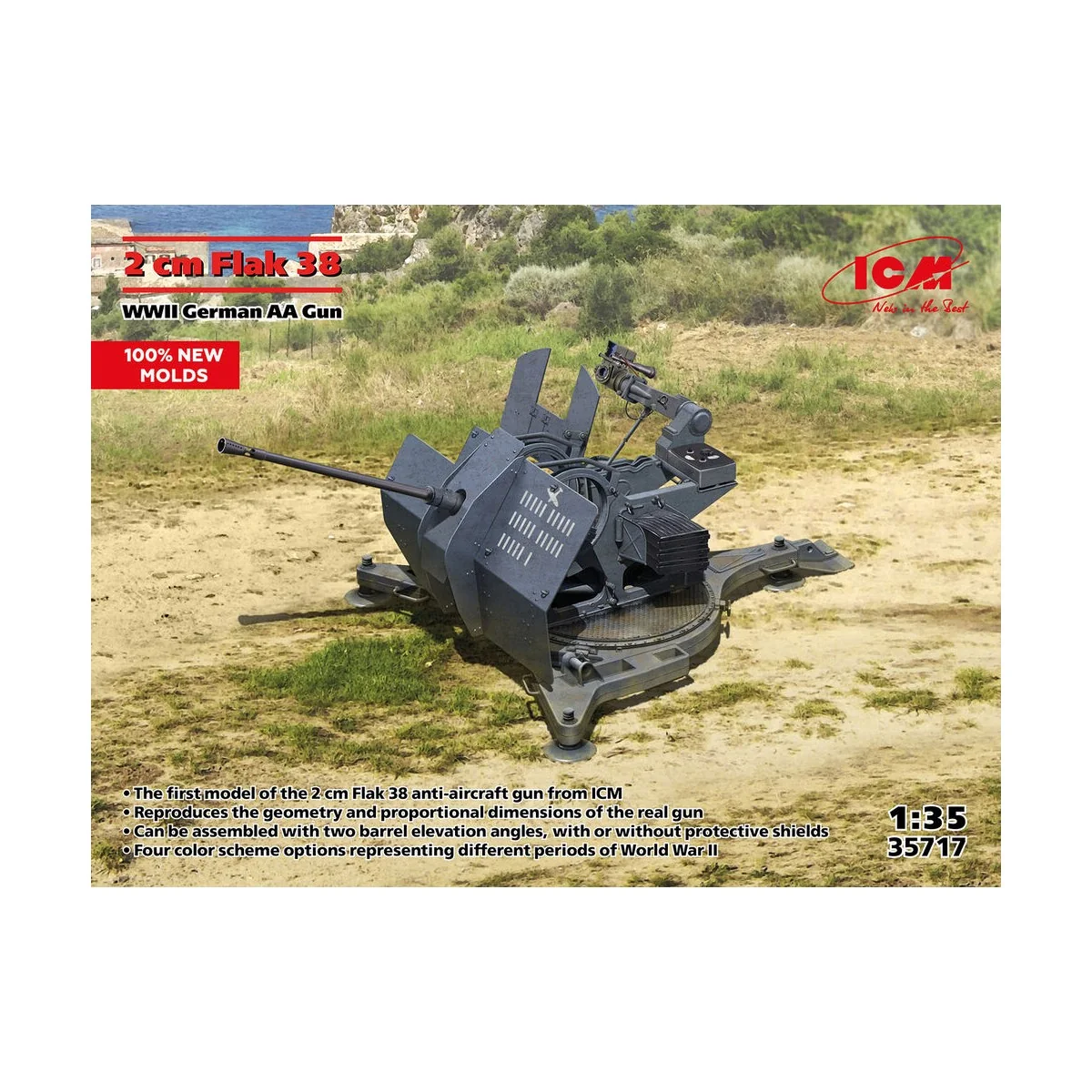 Flak 38, WWII German AA Gun (100% new molds) - ICM 35717