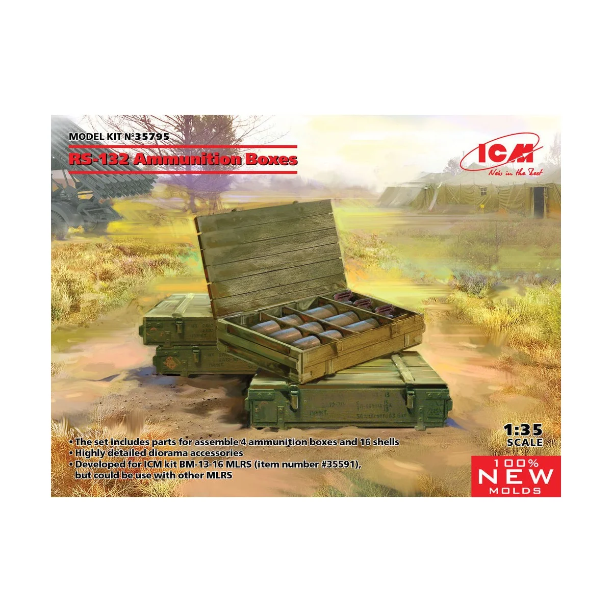 RS-132 Ammunition Boxes (100% new molds) - ICM 35795