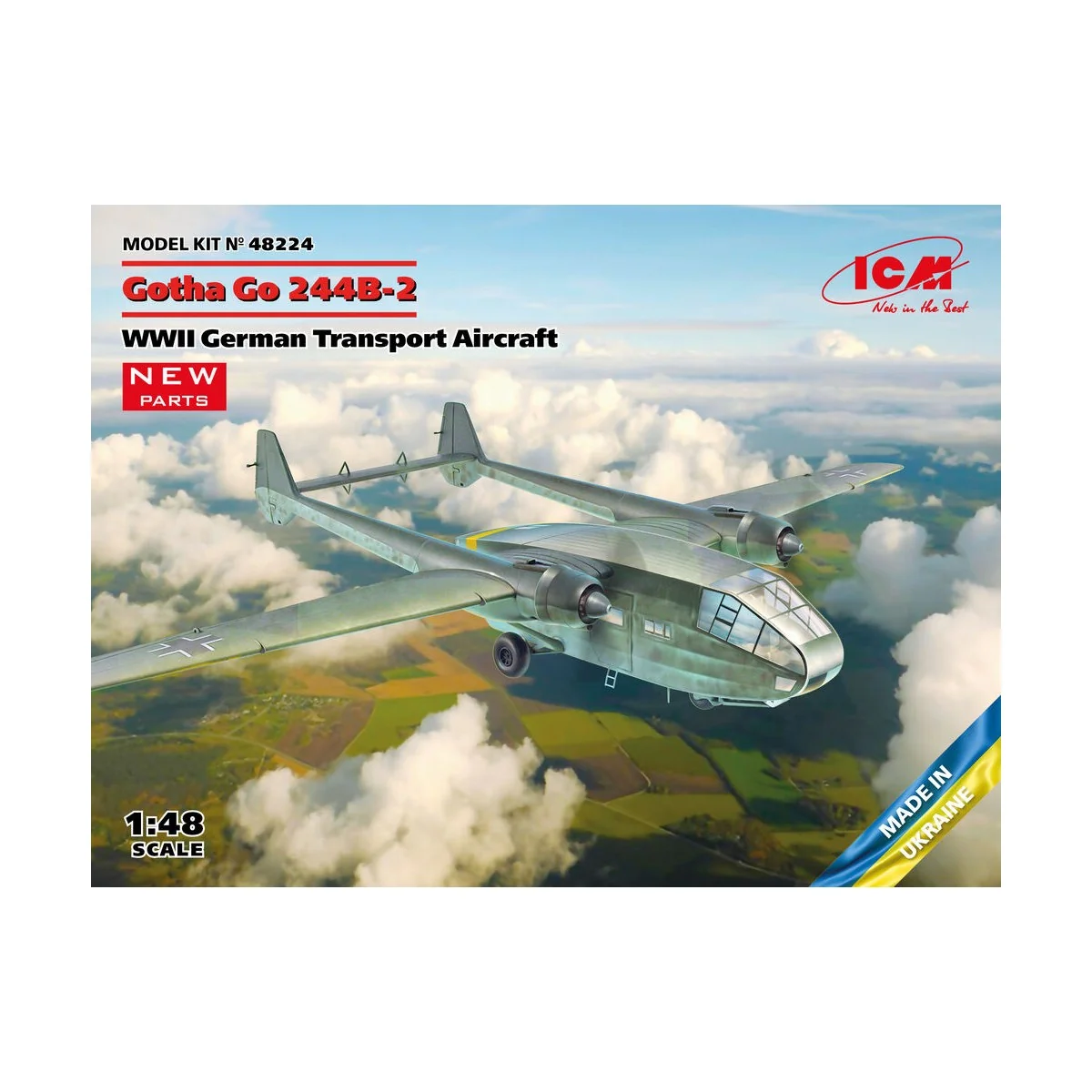 Gotha Go 244B-2, WWII German Transport Aircraft, 1/48 - ICM 48224 Gotha Go 244B-2, WWII German Transport Aircraft, 1/48 - ICM 48224