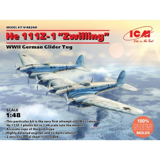 He 111Z-1 Zwilling, WWII German Glider Tug - ICM 48260
