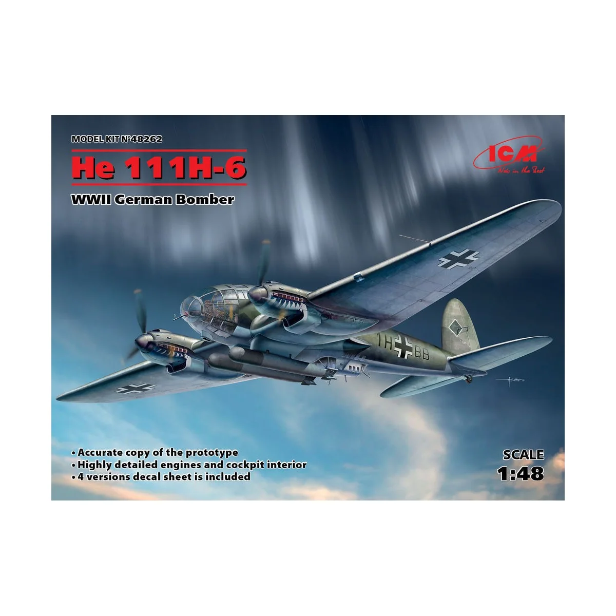 He 111H-6, WWII German Bomber, 1/48 - ICM 48262 He 111H-6, WWII German Bomber, 1/48 - ICM 48262