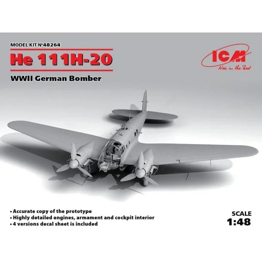 He 111H-20, WWII German Bomber, 1/48 - ICM 48264