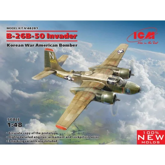 B-26B-50 Invader, Korean War American Bomber, 1/48 - ICM 48281 B-26B-50 Invader, Korean War American Bomber, 1/48 - ICM 48281
