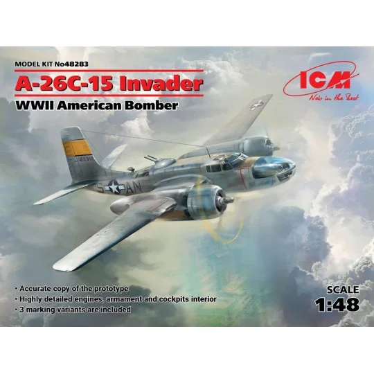 A-26-15 Invader, WWII American Bomber, 1/48 - ICM 48283 A-26-15 Invader, WWII American Bomber, 1/48 - ICM 48283