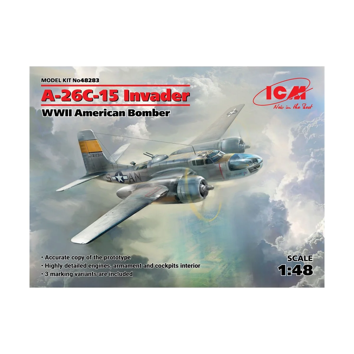 A-26-15 Invader, WWII American Bomber, 1/48 - ICM 48283 A-26-15 Invader, WWII American Bomber, 1/48 - ICM 48283