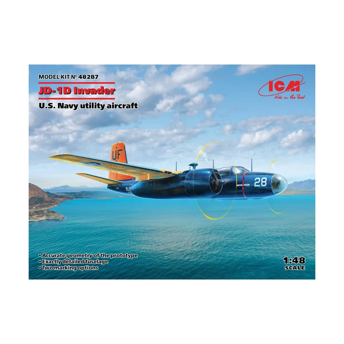 Jig Dog JD-1D Invader U.S. Navy utility aircraft, 1/48 - ICM 48287 Jig Dog JD-1D Invader U.S. Navy utility aircraft, 1/48 - ICM 48287