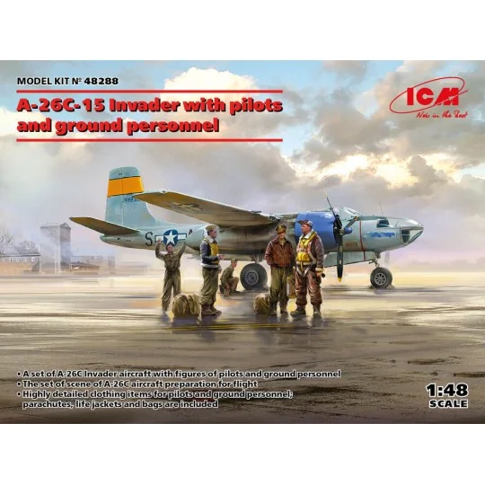 A-26C-15 Invader with pilots and ground personnel, 1/48 - ICM 48288
