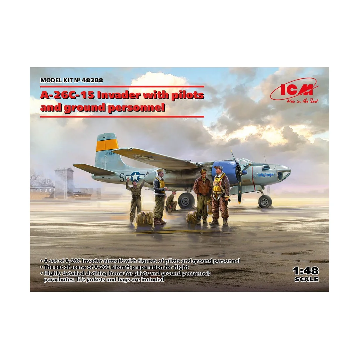 A-26C-15 Invader with pilots and ground personnel, 1/48 - ICM 48288