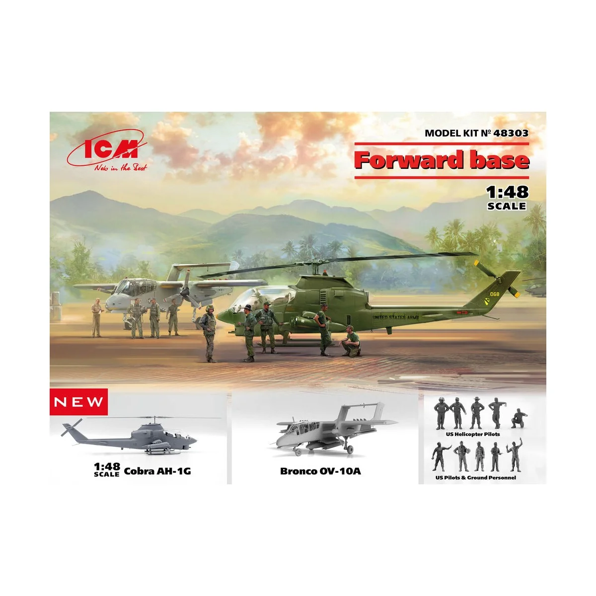 Forward base Cobra AH-1G+Bronco OV-10A w.US Pilots&Ground Person a....