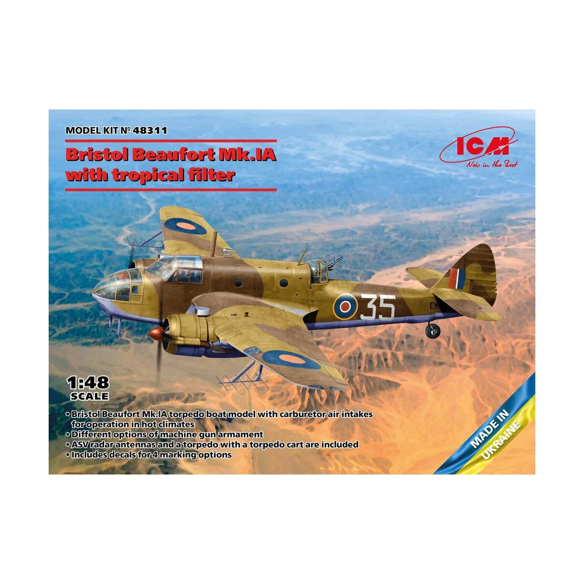 Bristol Beaufort Mk.IA with tropical filter, 1/48 - ICM 48311 Bristol Beaufort Mk.IA with tropical filter, 1/48 - ICM 48311