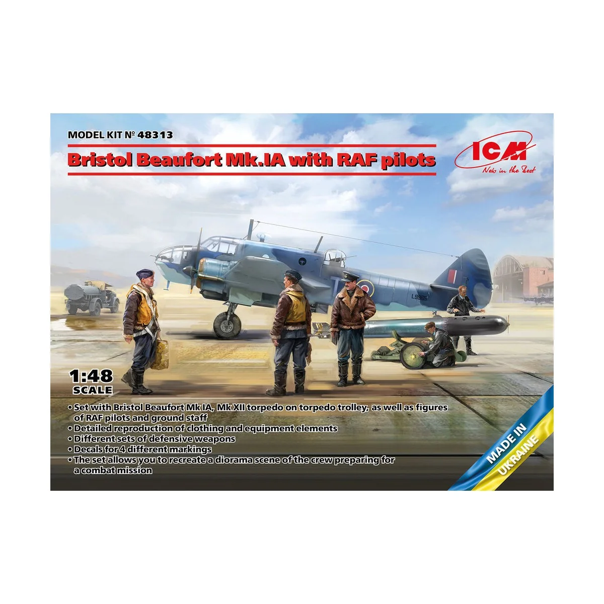 Bristol Beaufort Mk.IA with RAF pilots, 1/48 - ICM 48313 Bristol Beaufort Mk.IA with RAF pilots, 1/48 - ICM 48313