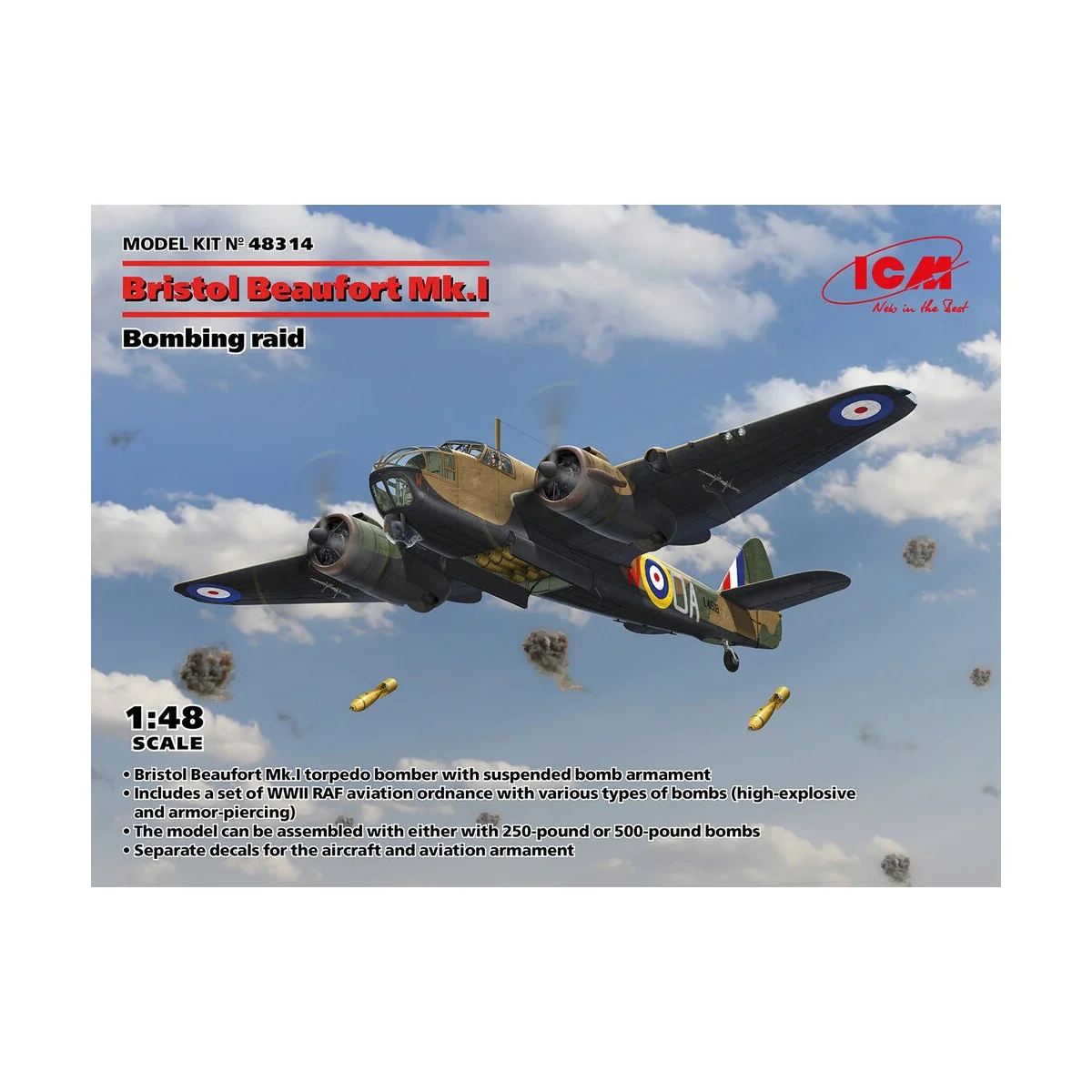 Bristol Beaufort Mk.I. Bombing raid, 1/48 - ICM 48314