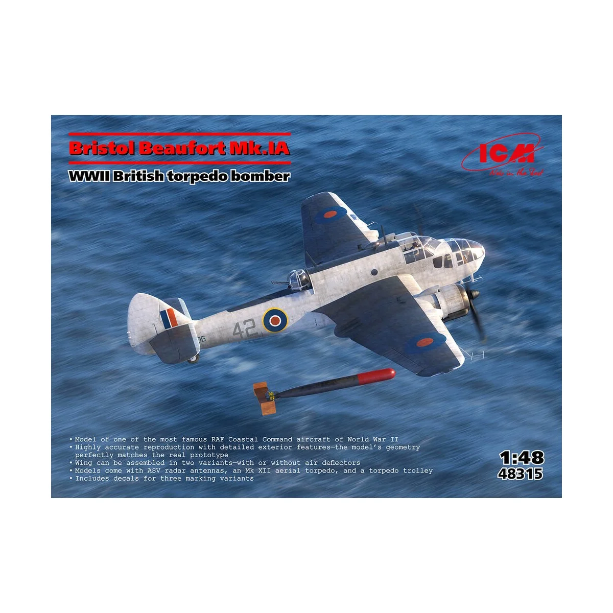 Bristol Beaufort Mk.IA, WWII British torpedo bomber - ICM 48315