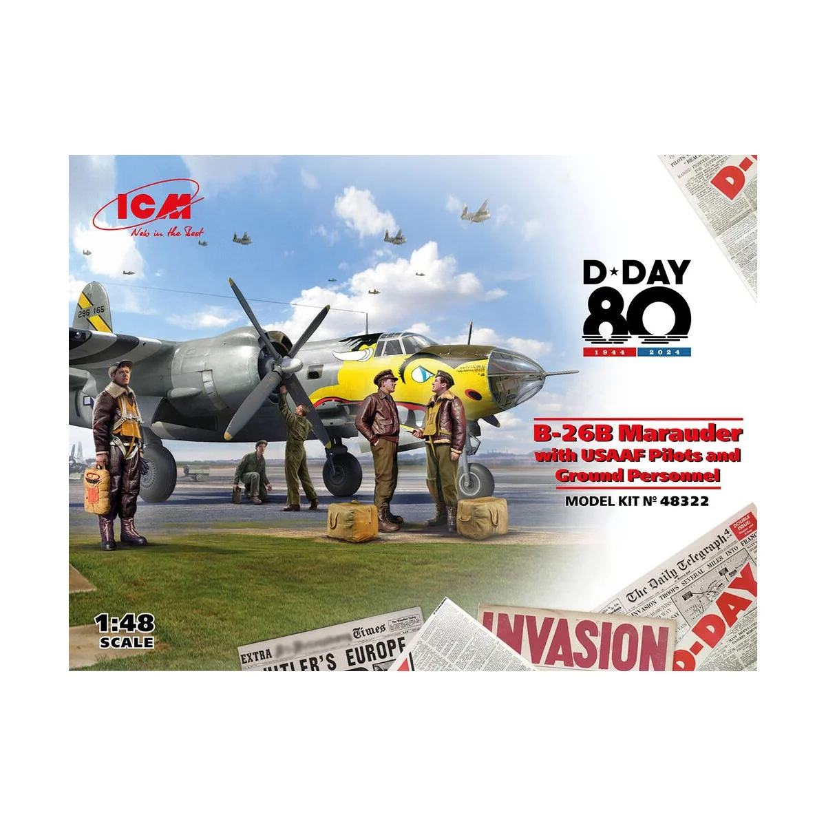 B-26B Marauder with USAAF Pilots and Ground Personnel, 1/48 - ICM 4...