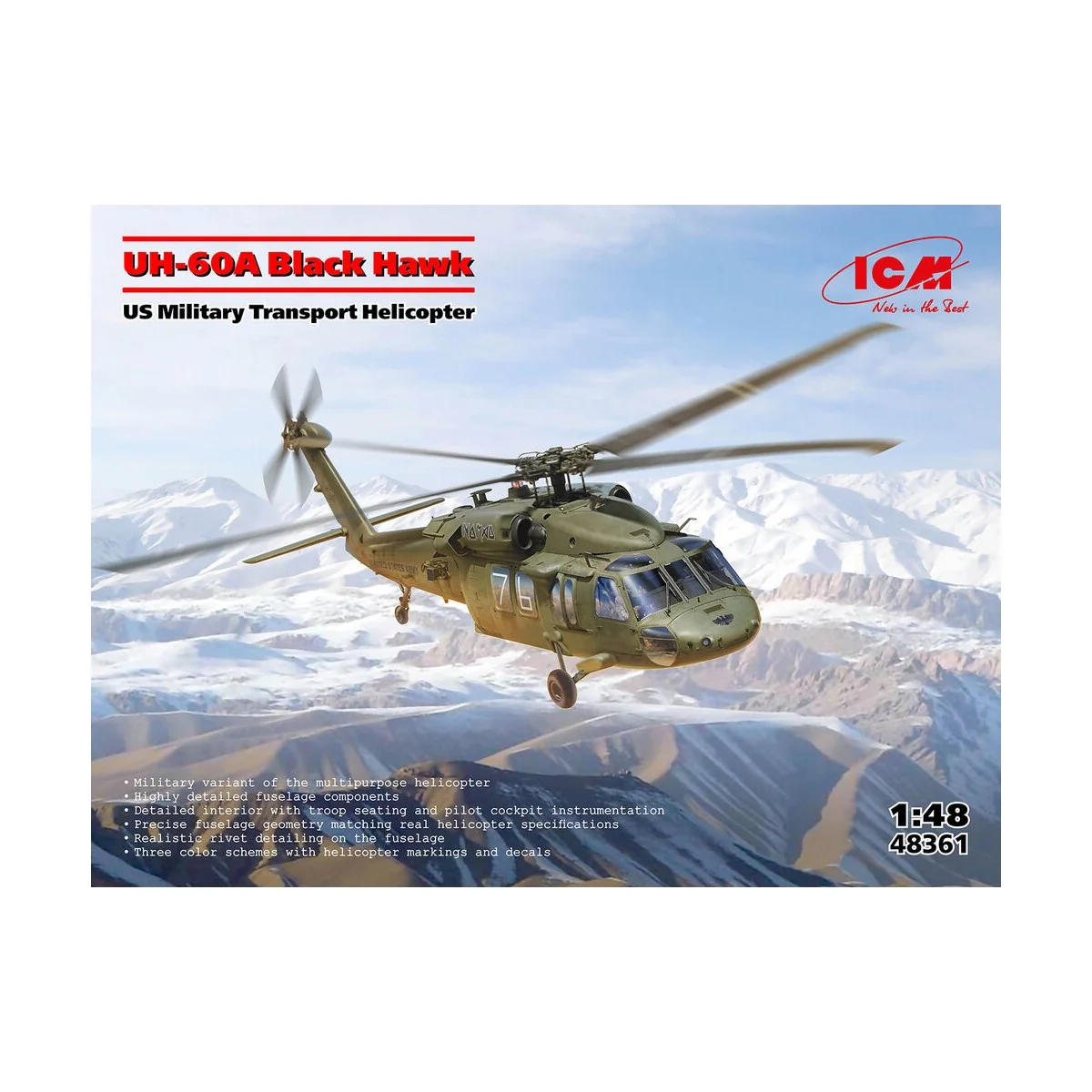 UH-60A Black Hawk, US Military Transport Helicopter, 1/48 - ICM 48361