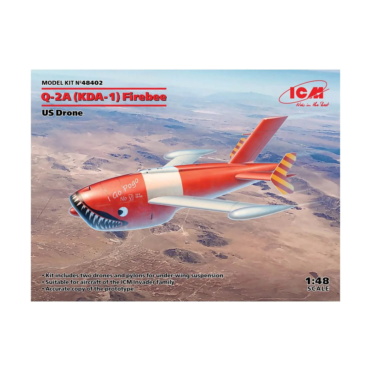 Q-2A (KDA-1) Firebee, US Drone (2 airplanes and pilons), 1/48 - ICM...