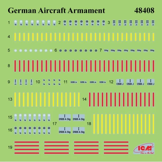 WWII German Aircraft Armament (100% new molds), 1/48 - ICM 48408 WWII German Aircraft Armament (100% new molds), 1/48 - ICM 48408