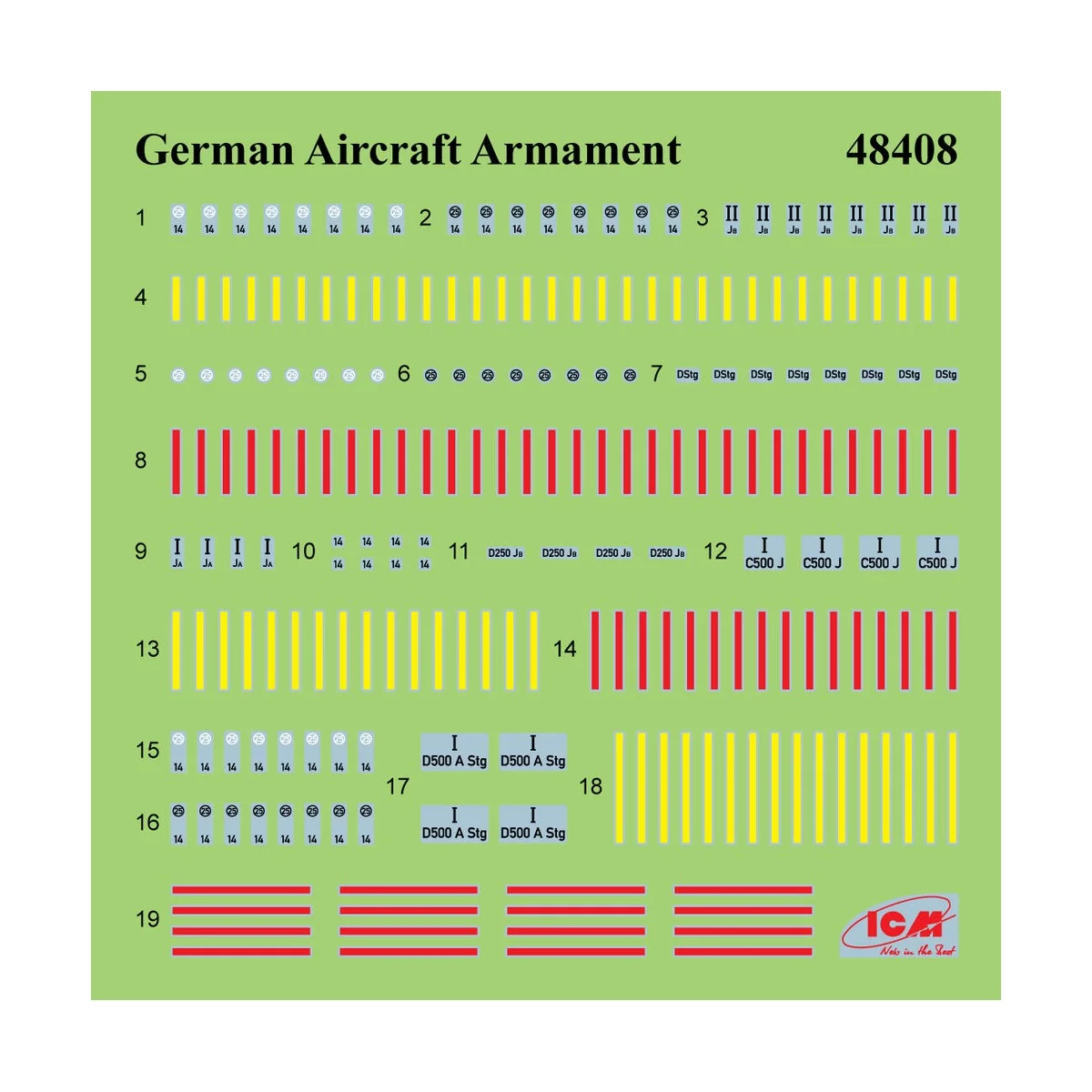 WWII German Aircraft Armament (100% new molds), 1/48 - ICM 48408 WWII German Aircraft Armament (100% new molds), 1/48 - ICM 48408