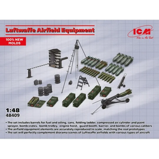 LW Airfield Equipment (100% new molds), 1/48 - ICM 48409 LW Airfield Equipment (100% new molds), 1/48 - ICM 48409
