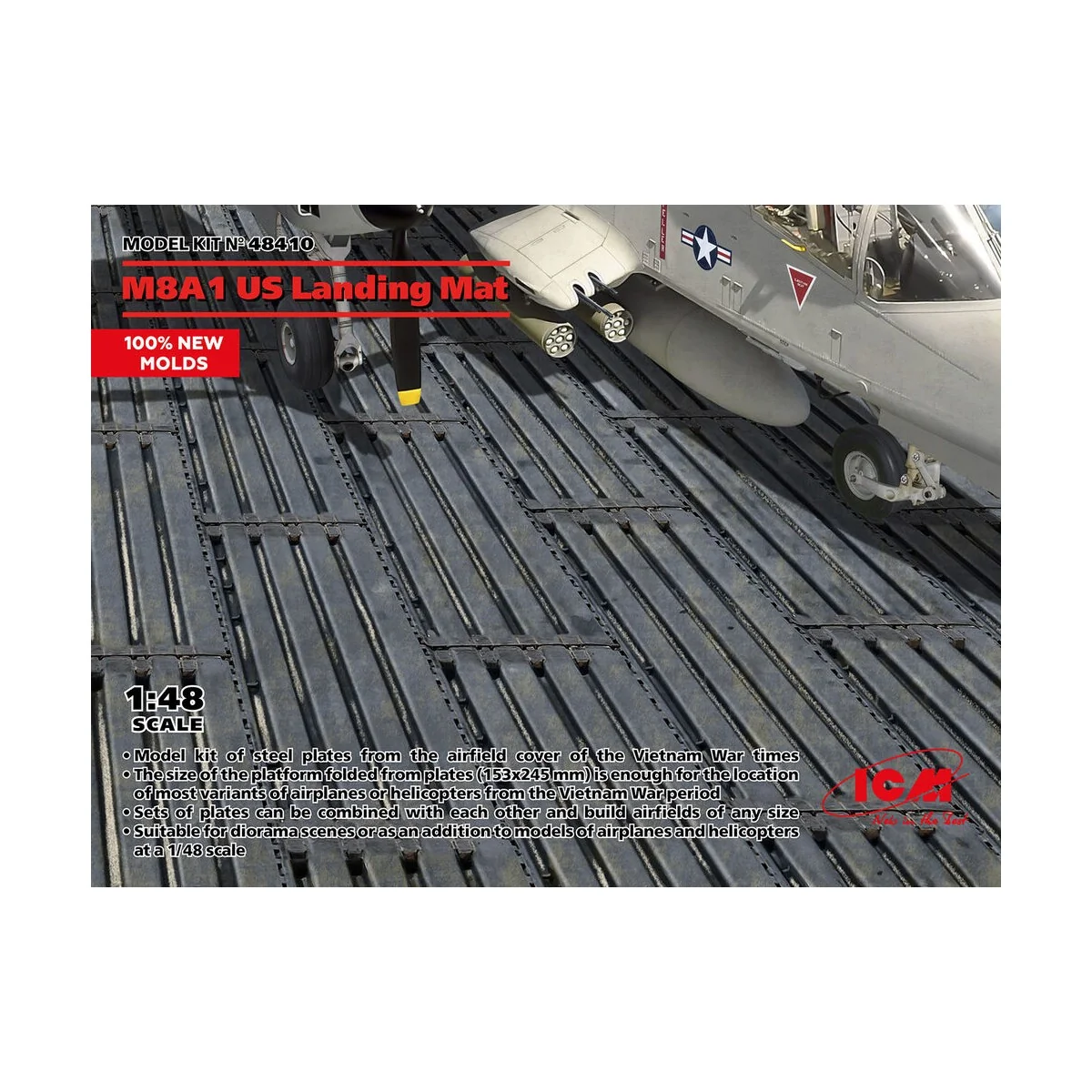 M8A1 US Landing Mat (153x245 mm) (100% new molds), 1/48 - ICM 48410