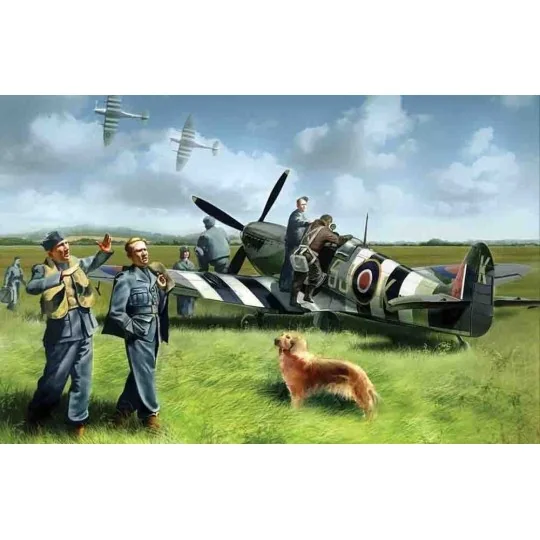 Spitfire Mk IX with RAF Pilots /Ground Crew, 1/48 - ICM 48801