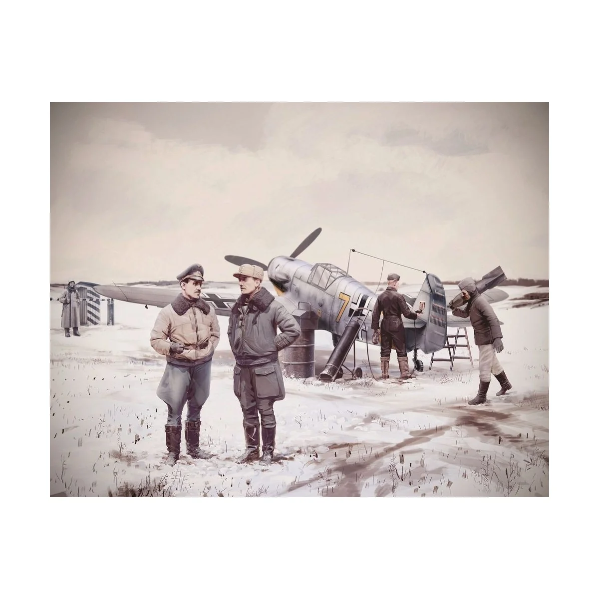 Bf 109F-4 with German Luftwaffe stuff - ICM 48804