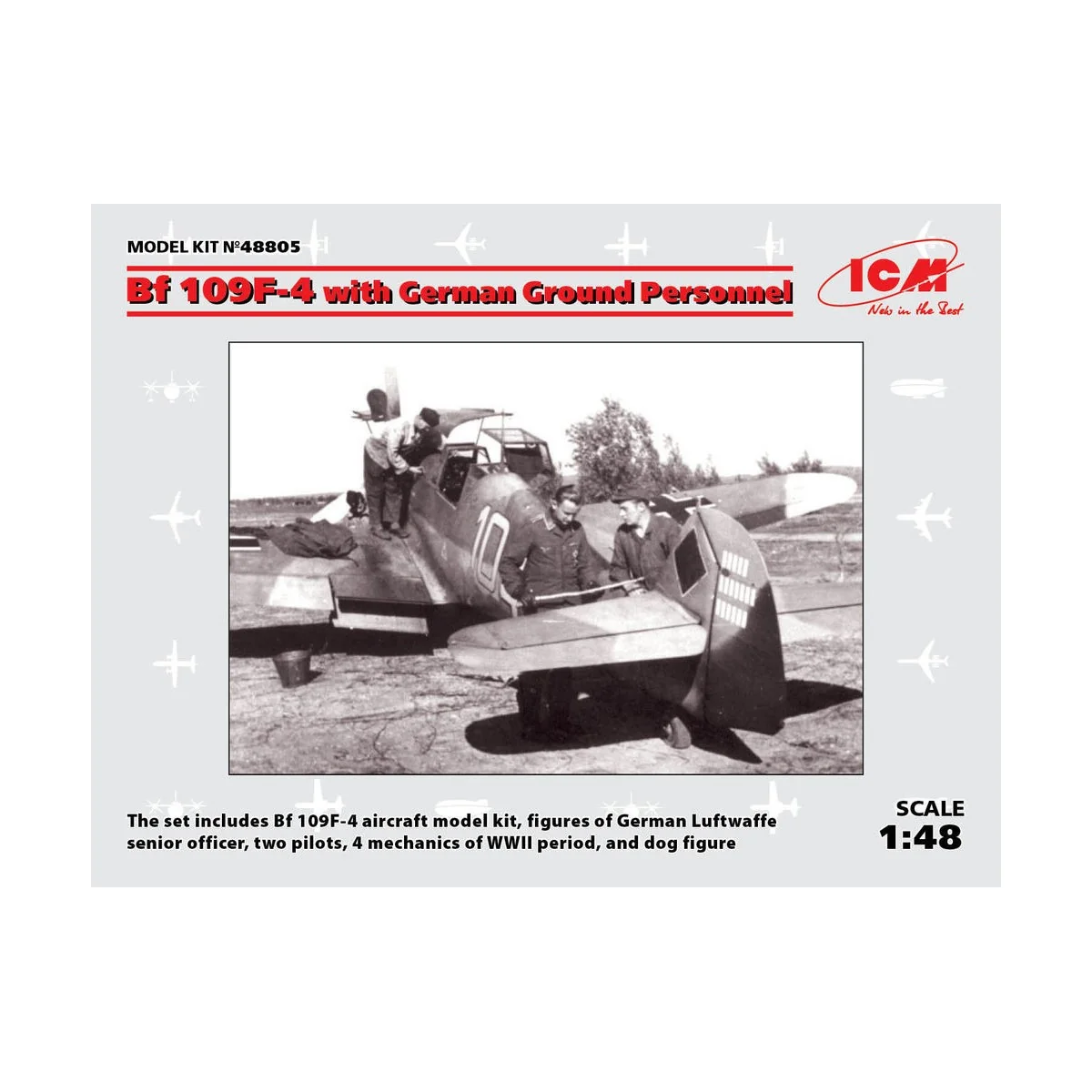 Bf 109F-4 with German Ground Personnel - ICM 48805