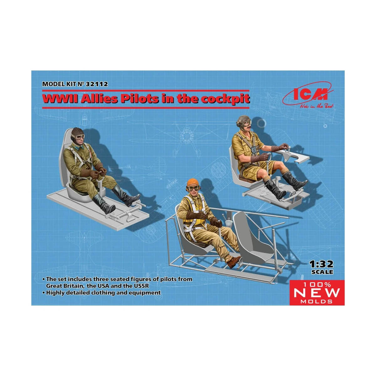 WWII Allies Pilots in the cockpit (British, Amarican, Soviet)(100%n...