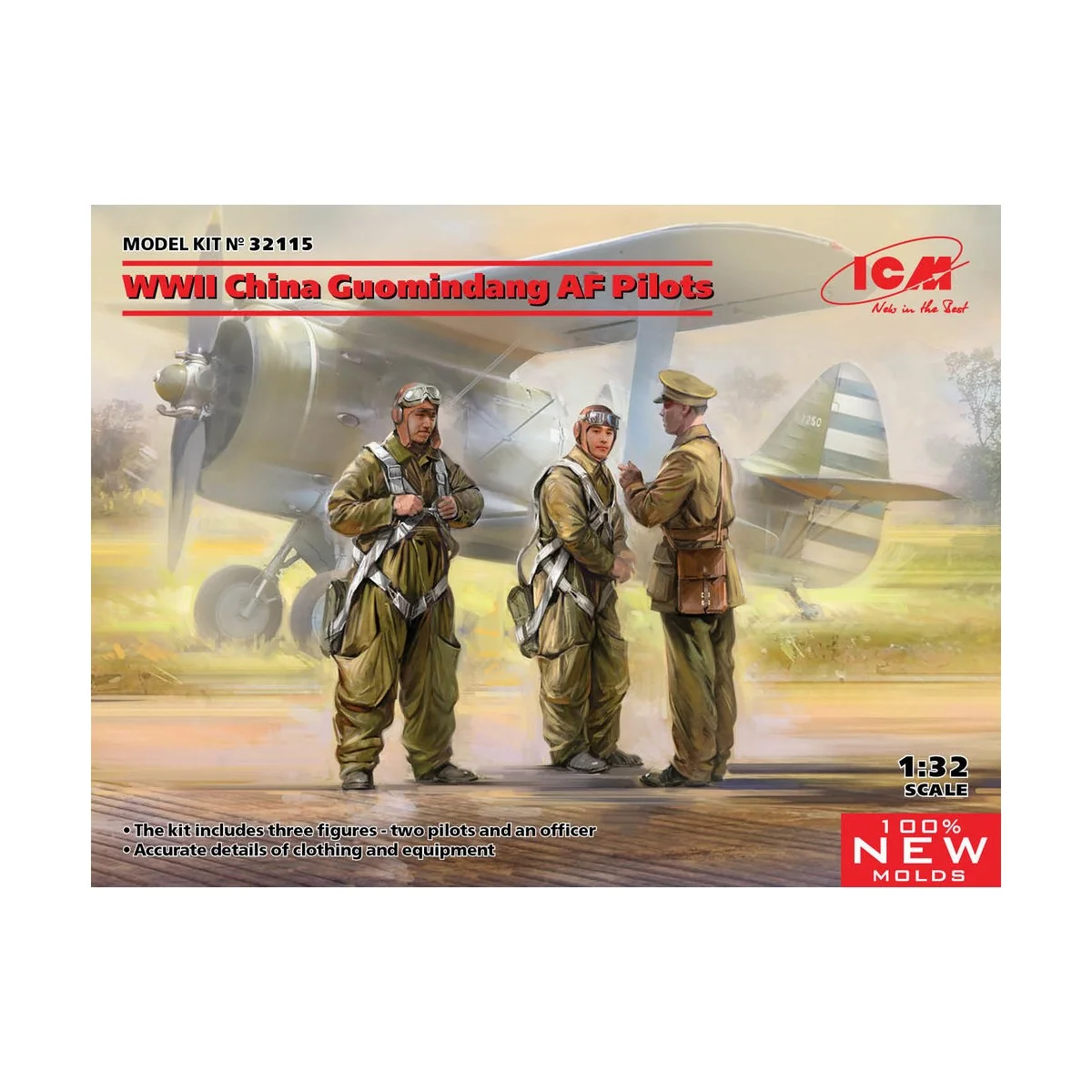 WWII China Guomindang AF Pilots (100% new molds), 1/32 - ICM 32115 WWII China Guomindang AF Pilots (100% new molds), 1/32 - ICM 32115