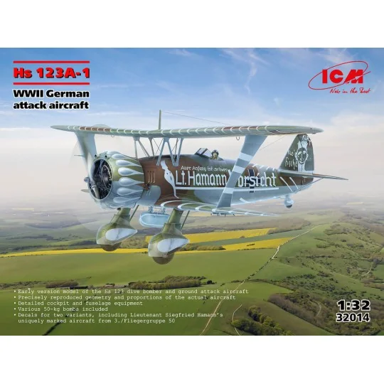Hs 123A-1, WWII German attack aircraft (100% new molds), 1/32 - ICM...