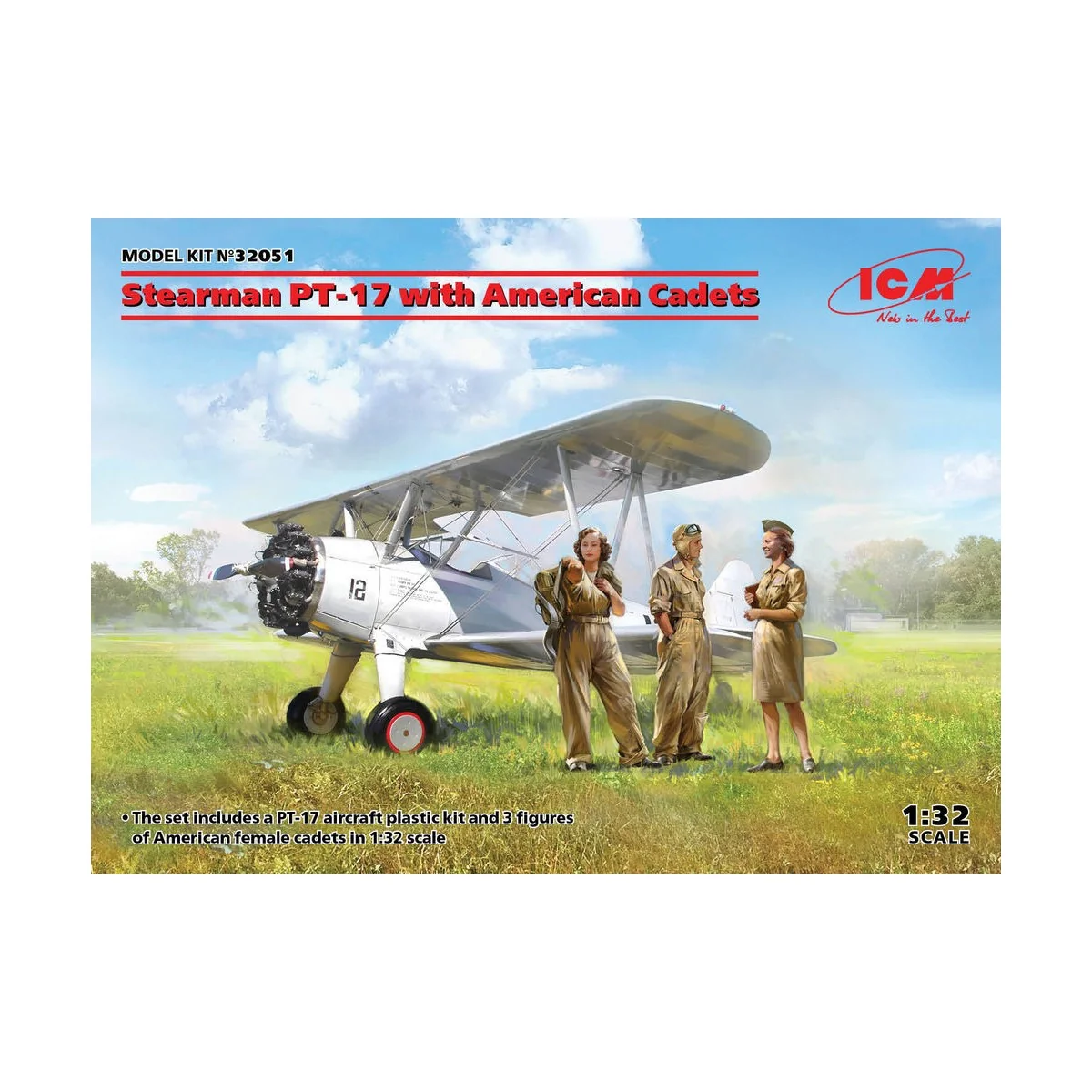 Stearman PT-17 with American Cadets, 1/32 - ICM 32051