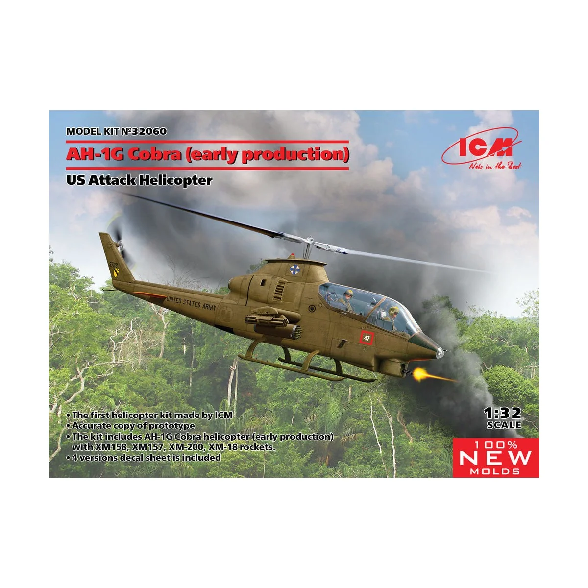 AH-1G Cobra (early production), US Attack Helicopter (100% new mold...