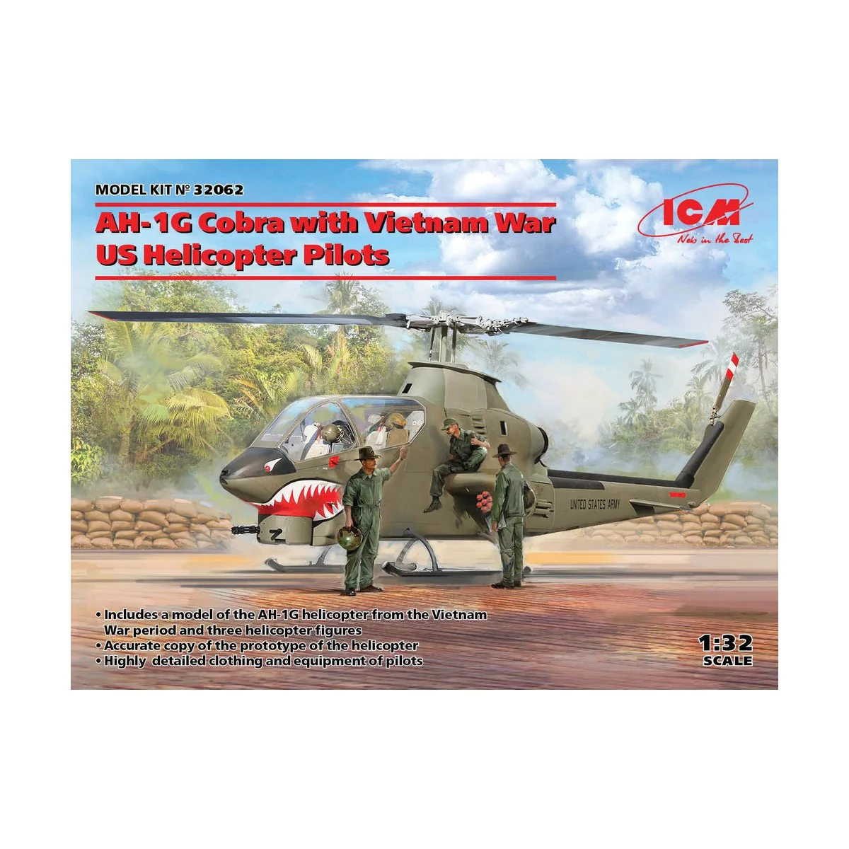 AH-1G Cobra with Vietnam War US Helicopter Pilots, 1/32 - ICM 32062 AH-1G Cobra with Vietnam War US Helicopter Pilots, 1/32 - ICM 32062
