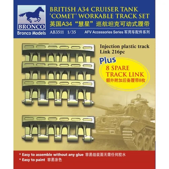 A34 Comet Workable Truck Link Set, 1/35 - Bronco Models AB3511