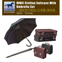 WWII Civilian Suitcase with Umbrella Set, 1/35 - Bronco Models AB3521