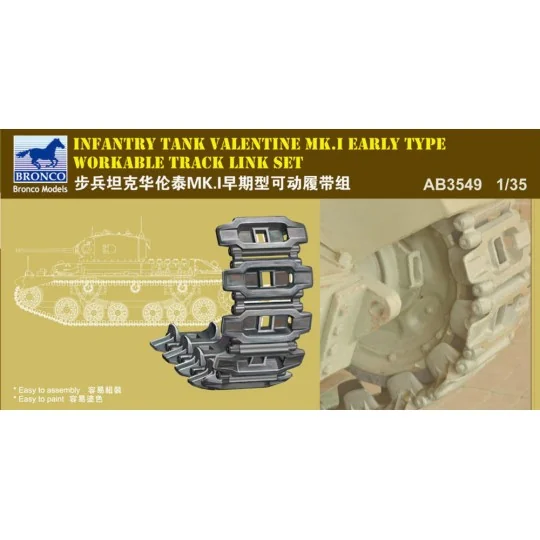 Valentine Mk.I Early Workable Track Set, 1/35 - Bronco Models AB3549 Valentine Mk.I Early Workable Track Set, 1/35 - Bronco Models AB3549