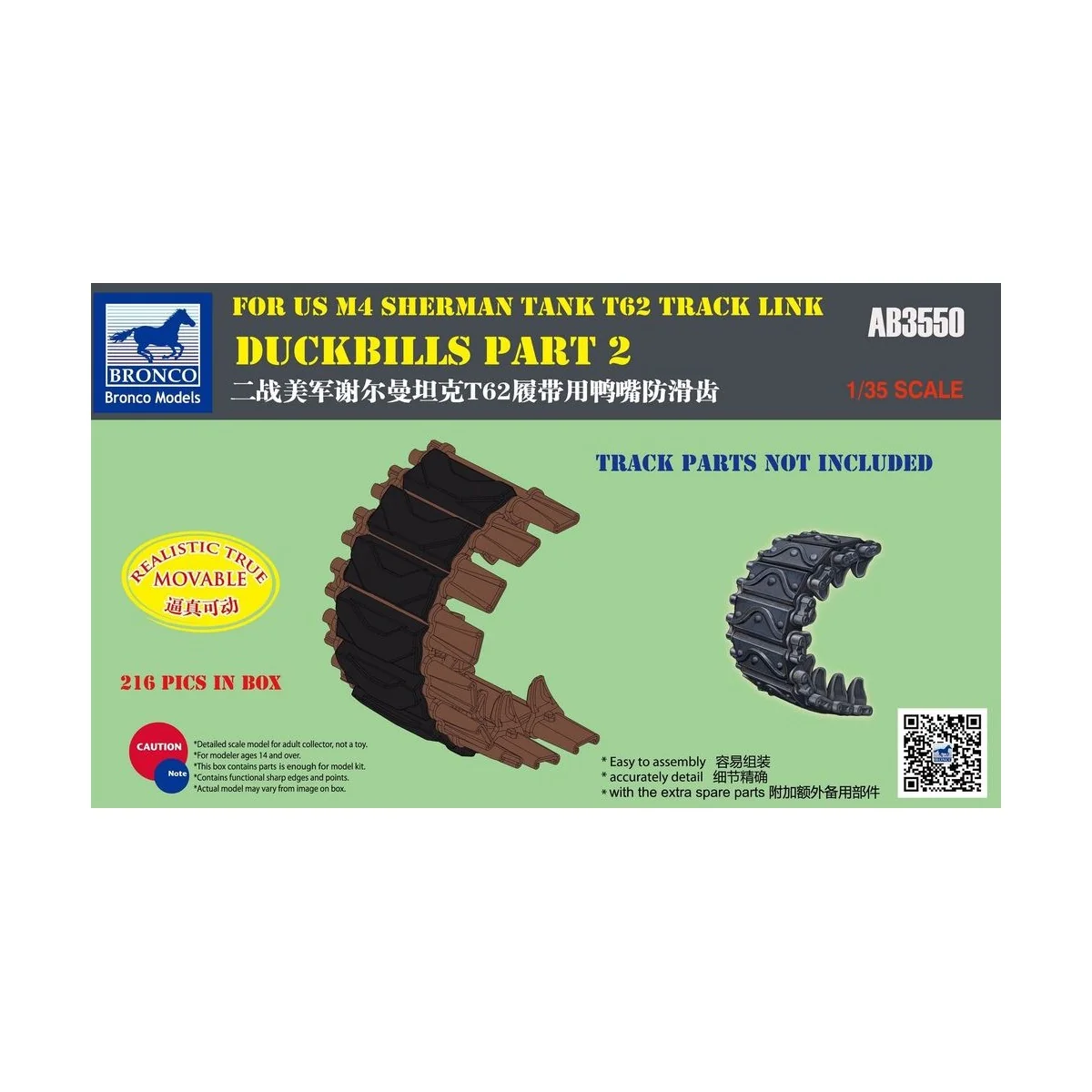 Duckbills part 2 For US M4 SHERMAN TANK T62 Track Link - Bronco Mod...