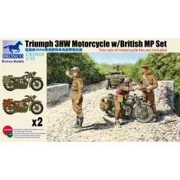 Triumph 3HW Motocycle w/MP Figure Set, 1/35 - Bronco Models CB35035