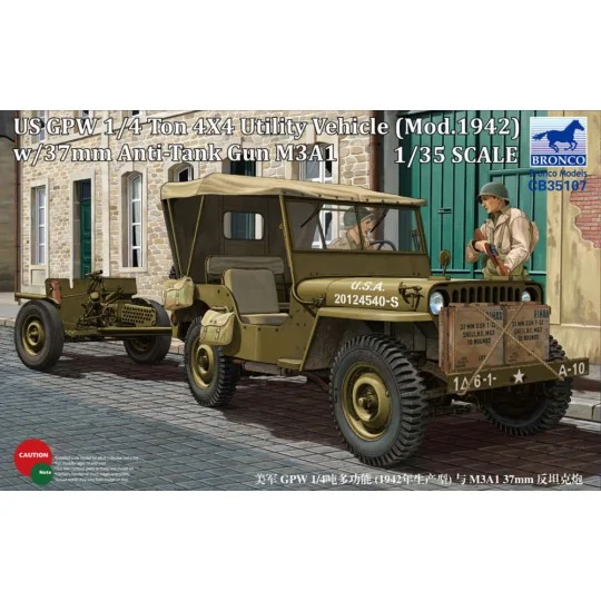 US GPW 4x4 Light Utility Truck w/37mm Anti-Tank Gun M3A1 - Bronco M...