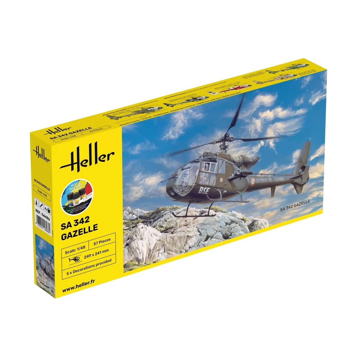 STARTER KIT SA 342 Gazelle, 1/48 - Heller 56486