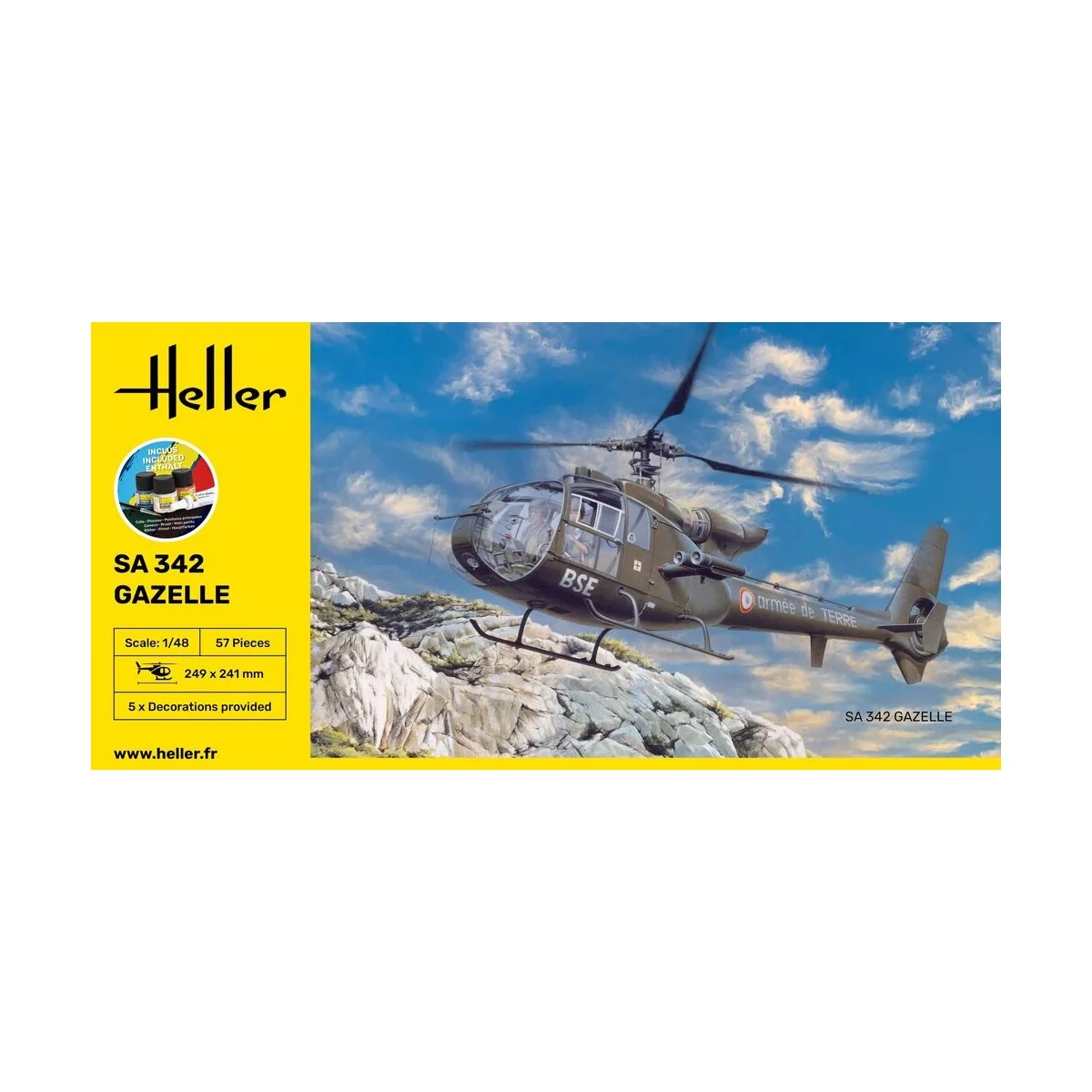 STARTER KIT SA 342 Gazelle, 1/48 - Heller 56486